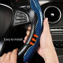 1 bọc vô lăng chống trượt vân sợi carbon giả, phong cách tối giản, bóng cao, phản quang cao, có vạch căn giữa, lắp dễ dàng, không vòng trong, cho ô tô/xe bán tải/SUV/MPV/xe van, vô lăng chữ D/hình O/tròn - Họa tiết giả sợi carbon - Xem 6
