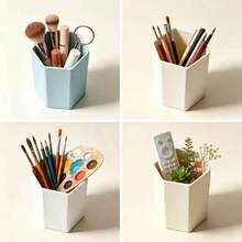 Makeup Brush Holder Hexagonal Pencil Cup, Lightweight Luxury Minimalist Style Desktop Organizer For Elementary Students - Multicolor - View 4