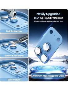 1Pack Camera Lens Protector For IPhone 18 Pro Max/18 Pro Blue | Full Coverage, Metal Aluminum Alloy Camera Lens Film, HD Clear, Scratch Resistant, Case-Friendly - Light Blue - View 2