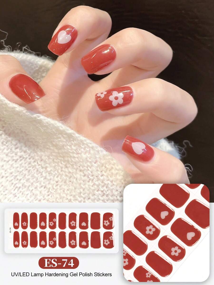 Emi Cured Gel Nail Strips , Clear Base, 20 Pcs Gel Nail Wraps, Stickers ...