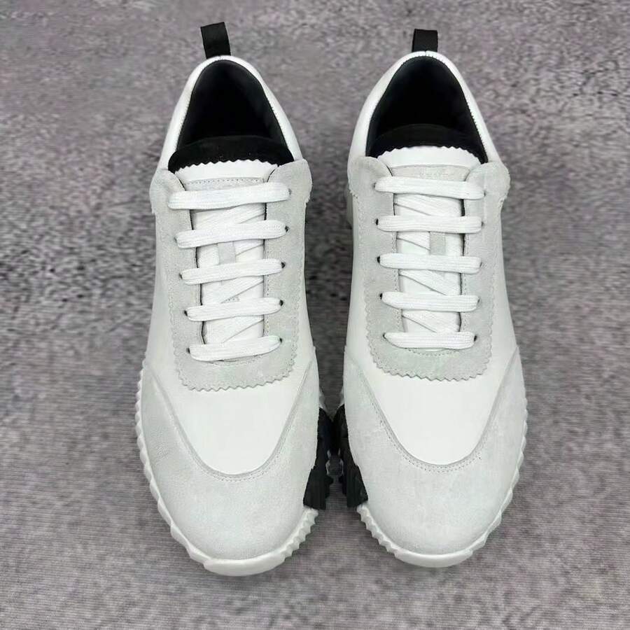 Versatile Casual Men's Shoes, Breathable, Sporty, Luxury Mesh Lace-Up Shoes, Comfortable Knit Upper, Genuine Leather Sneakers - 黑白 - 查看 1