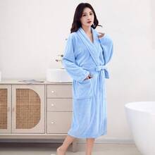 Ultra Soft Coral Fleece Bathrobe - Quick Dry, No Shedding And Breathable | Unisex | Modern Design - Solid Color Bathrobe - View 14