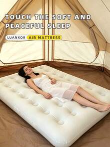 LUANXOR Thickened Flocked Inflatable Mattress | Outdoor Camping Moisture-Proof Pad & Portable Home Slouchy Bed (Includes Single/Double Size And Manual Air Pump) - Manual Version - View 1