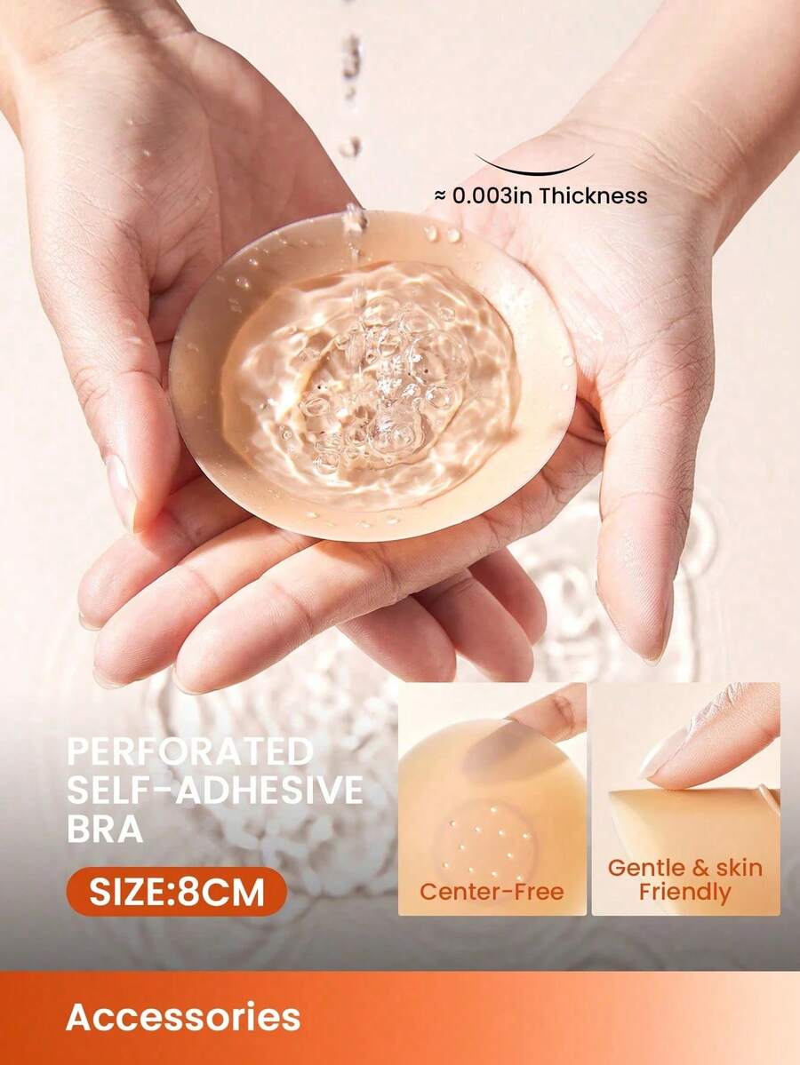 1/2 Pairs Solid Adhesive Nipple Covers, Invisible Seamless Breast Pads, Breathable Perforated Nipple Covers, Suitable For Various Occasions And Outfits