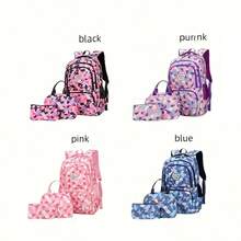 Classic Campus Backpack 3-Piece Mixed Set, Geometric Plaid Pattern, Large Capacity, Suitable For School And Travel - Sets - View 3