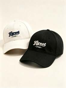1pc Unisex Curved Brim Baseball Cap, Forest‑1768 Vintage Script Embroidery, American Retro Style, Adjustable, For Hiking, Casual, Street, Travel - Multicolor - View 6