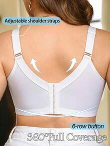 White Plus Size Women's Lace Underwire Push-Up Bra, Wide Strap Comfortable, Lift And Support, Breathable All Day - White - View 5