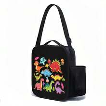 Colorful Cartoon Dinosaur Print Lunch Bag For Boys, Zip Carry Case With Top Handle, Shoulder Strap And Side Mesh Pocket For School, Picnic And Travel - DINOSAUR-10 - View 7