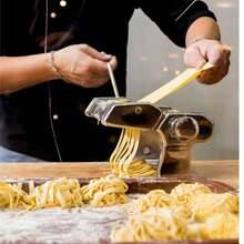 Stainless Steel Manual Pasta Maker Machine, Homemade Noodle Maker With Dough Roller & Cutter, Fresh Pasta Maker For Spaghetti, Tagliatelle, Lasagne Sheets & Dumpling Wrappers - Silver - View 3