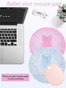 1 Piece Hand-Drawn Skirt Ballet Mouse Pad, Round Edged Mouse Mat, Ballet Themed Gift - View 1