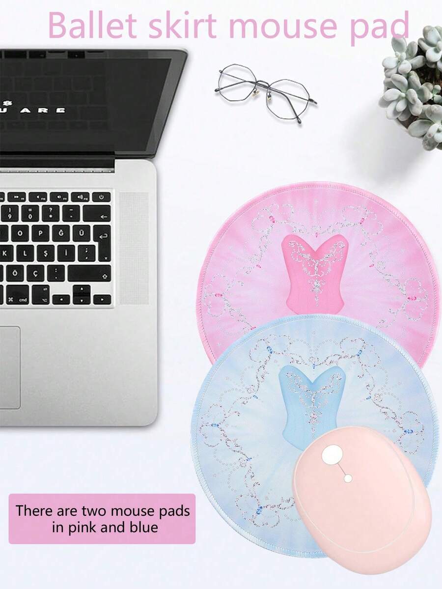 1 Piece Hand-Drawn Skirt Ballet Mouse Pad, Round Edged Mouse Mat, Ballet Themed Gift - View 1