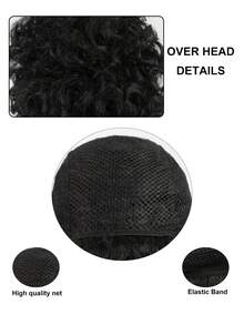 Black Long Curly Pirate Costume Wig Set, Historical Colonial Curly Wig With Fake Handlebar Mustache, Men Cosplay Wig For Halloween Theme Party Dress‑Up Role Play - Multicolor - View 8