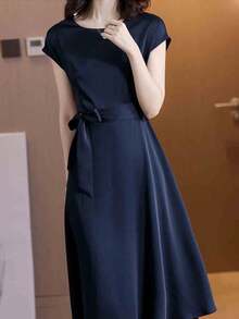 Women Midi Dresses - Navy Blue - View 2