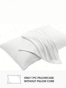 1 pieza Funda de almohada de unicolor, sin relleno de almohada, funda de almohada suave, resistente a las arrugas, resistente a la decoloración, transpirable, sin relleno, lavable a máquina - Blanco - Ver 2