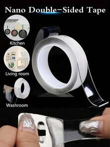 Household Multi-Purpose Double-Sided Nano Tape - Strong Adhesion, Washable, Transparent, Reusable Gel Tape, Suitable For Kitchen, Office, Home Decor, Hanging Pictures, Power Strips, Bathroom Hooks And Various Holiday Party Decoration Uses - Clear - View 2