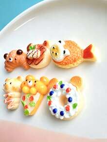 10/20/100pcs Realistic Bear Bread Resin Charms, Cream Glue Pendant Decor DIY Handmade Keychain Bag Charm Accessories Ornament - Multicolor - View 3