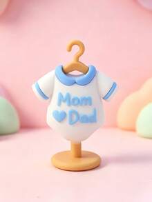 1pc Blue Bear Theme Cake Topper, Rocking Horse Train Blocks Decoration, Baby Birthday Dessert Table Accessory, Baby Shower Decoration - Multicolor - View 18