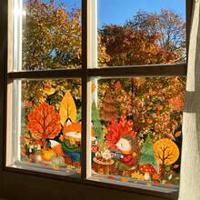 1/4sheet Fall Thanksgiving Glass Sticker, Maple Leaf Pumpkin Decals, Removable Stickers For Home Window Kids Bedroom Autumn Harvest Party Decor - Multicolor - View 8