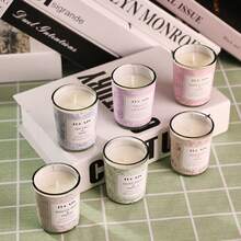 1PC Home Aromatherapy Candle Large Jar Plant Wax Smokeless Fragrance Glass Cup Essential Oil Indoor Scented Candle - C - View 5