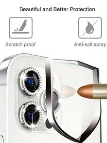 鋼化玻璃相機鏡頭保護貼附金屬環，適用於 iPhone Duo/18ProMax/18Pro/17 16 15 14 13 12 11 Pro Max，適用於 iPhone 11 12 13 14 Plus 14Pro Max/15promax - 3件 - 查看 6