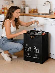 1PC Large Capacity Foldable Storage Basket, Sponge Handle Trash Can, Space-Saving Storage, Cube Storage Box Foldable, Clothes And Toy Recycling Box, Suitable For Home, Office, Closet, Clothes, Toy Organizer - A - View 2