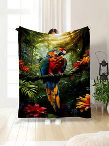 Soft And Comfortable 280gsm Blanket, Animal And Floral Print Pattern, Outdoor Camping Leisure Blanket, Multi-Purpose Blanket For Sofa, Bed And More, Suitable For Home, Picnic, Travel, All Seasons Comfort, Modern Style, Polyester, Machine Washable - Multicolor - View 8