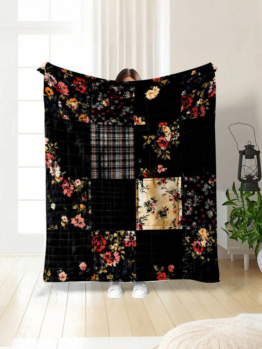 1pc Modern Minimalist Soft Comfortable Blanket, Animal Floral Pattern, Multi-Purpose Throw For Sofa, Bed And More, Outdoor Camping Leisure Blanket, Suitable For Home, Picnic, Travel, All Seasons Comfort, Gift Blanket For Family And Friends - Multicolor - View 1