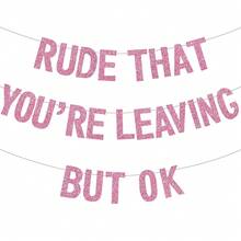"You're Leaving Too Rudely But It's Okay" Banner, Colleague Farewell Decoration, Graduation/Retirement/Farewell/Send-Off Party Decor, Black Sequin - Multicolor - View 11