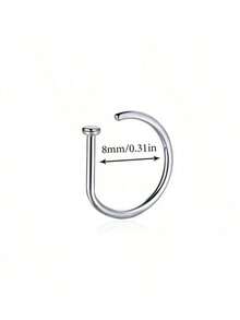 3pcs 316L Stainless Steel Hypoallergenic C-Shaped Nose Rings, Multi-Color Screwless Piercing Jewelry, Unisex, Minimalist Punk Style For All-Season Daily Wear - Multicolor - View 5