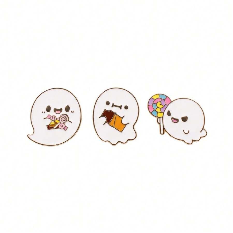 3pcs/Set Halloween Ghost Resin Enamel Pin Color Blocking Fashion Decorative Badge Ornaments Lapel Bag Badges Gifts - Multicolor - View 1