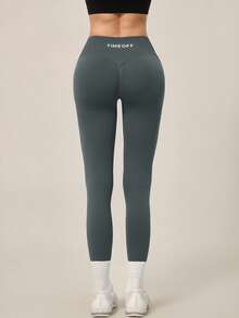 TimeOff Women's 1pc Seamless Solid Color Ruched Butt-Lifting Skinny Ankle Pants - Dark Grey - View 8