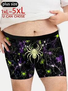 3pcs Men's Funny Shorts, Cyber Splatter Spider Geometric Web Print Underwear, Loose Casual Plus Size Men's Boxer Briefs - Multicolor - View 2