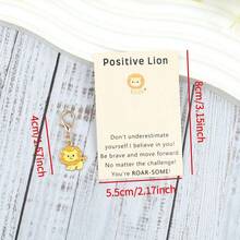 6pcs/8pcs Cute Little Lion Keychain With Heartwarming Positive Card | Thoughtful Versatile Gift | Animal Theme Mini Gift; Suitable For Birthday Party, Special Occasion, Wedding And More - Yellow - View 4