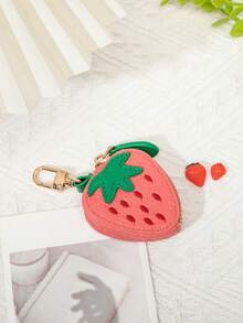 CHARM INFINITE Cute Small Strawberry Mini Coin Purse Keychain, Portable Lightweight Coin Storage Bag, Cartoon Fruit Accessory Suitable For Women And Girls, Mini Wallet Small Wallet Daily Travel Casual Essential Cute Storage Bag - Pink - View 6