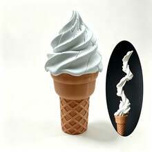 1PC,Spiral Extendable Prank Fidget Toy, 3D Printed Ice Cream Retractable Sword Toy, PLA Novelty Desk Toy, 11cm Straight & Curved Styles, Fun Party Prop & Gift - White - View 4