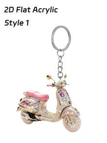 2D Acrylic Shiny Motorcycle-Shaped Keychain, Electric Vehicle Pattern Bag Charm, Daily Decorative Gift, Suitable For Backpack, Wallet, Phone, Earphone, Car Charm, Unique Birthday Gift, Party Gift, Back To School Gift, Teacher's Day Gift, Halloween Christmas Gift - Multicolor - View 14