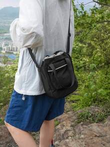 1件極簡黑色斜挎包 多口袋設計 適合日常使用與休閒穿搭 - 彩色 - 查看 12