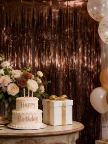 3 Pcs Brown Sequin Fringe Curtain, Foil Backdrop For Western Birthday, Cowgirl Theme Party, Bachelorette Party, Country Wedding, Photo Booth Decor Strips, Farmhouse Decor, Wild West Theme, 70s Retro Party, Men's Birthday Fall Harvest Decorations - Brown - View 2