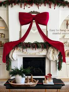 1pc Giant Burgundy Christmas Bow, Large Velvet Ribbon, Suitable For Holiday And Wedding Decoration, Birthday Party Backdrop, Photo Props, Bridal Shower, Gift Wall And Home Decor - Multicolor - View 4