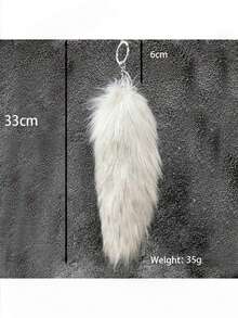 1pc Fox Tail Plush Keychain Pendant, Bag Charm, Car Key Ring, Tail Shape, Suitable For Keychains, Bags, Car Decor, Backpacks, Car Key Ring Pendant, Perfect For Winter, Halloween, Christmas - Multicolor - View 2