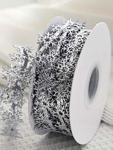 1 Roll Of Snowflake-Patterned Ribbon (Approx. 900 Cm Long; Suitable For Christmas Gift Wrapping, Floral Arrangements, And Crafting-Holiday Craft And Decorative Supplies). - Multi-color - View 9