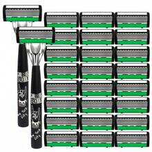 Retro Manual Razor Set | 6-Layer Blades, Interchangeable Heads, Ergonomic Handle, Refillable Design For Smooth Shaving Precision - Perfect Father's Day And Birthday Gift - Multicolor - View 11