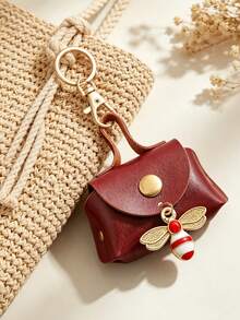 Mini Handbag Keychain Features A Bee Charm Accessories Series, Coin Wallet,Portable Small Bag Pendant,For Change,Earphone,Coins,Lipstick - Multicolor - View 3