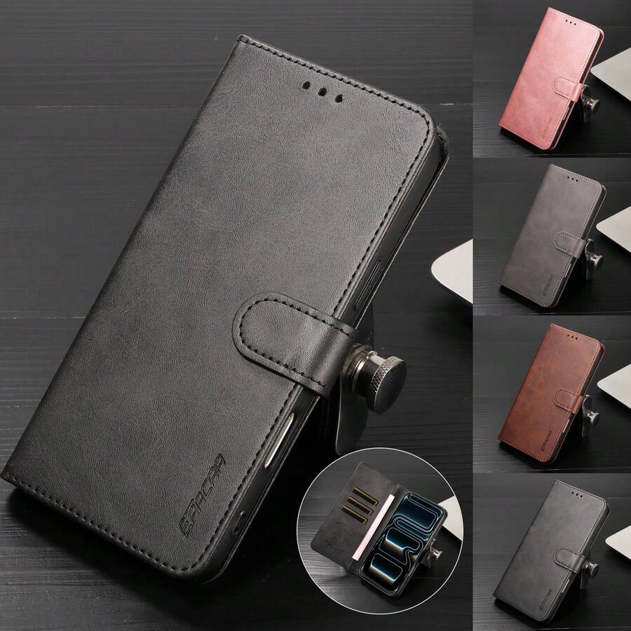 1pc Vintage PU Leather Flip Phone Case Compatible With Apple 18ProMax/18Pro/18/17e/17ProMax/16ProMax/16Pro/16Plus/15ProMax/15plus/13ProMax/13pro/ A5/ G06, Embossed Brand Logo Eaacaa Full Coverage Multi-Angle Protection Phone Cover With Multi-Card Slots And Wallet Function For Coins, Anti-Drop Anti-Theft Phone Case With Kickstand, Suitable For Men And Women For Daily Commute/Shopping