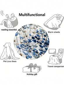 1pc Soft & Comfortable Modern Floral Pattern Flannel Blanket, 2D Printed Throw Blanket For Office Nap, Sofa & Bed Decor, Outdoor Camping Leisure, Gift Blanket For Family & Friends - Multicolor - View 6