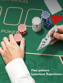 Rectangular Texas Hold'em Poker Table Mat (Multiple Sizes Available) Poker Tablecloth Pad Thickened Desktop Tablecloth Non-Slip Water-Absorbent High-End Luxury Portable Poker Table Mat, Waterproof Noise-Reducing Non-Slip Fabric, Suitable For Teens 14+ And Adults, Party, Entertainment, Game And Gift, Holiday Essential. - Green - View 4