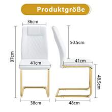 4-Piece Dining Chair Set / Minimalist Style Dining Chair / 120 Kg Load Capacity / Ergonomic / Easy Assembly / Non-Slip Rubber Feet / Suitable For Restaurant, Apartment / White + Gold - 白色+金色 - 查看 10