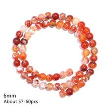 1 Strand Red Ice Flower Fire Agate Natural Stone Beads 6/8/10mm Colorful Agate Round Beads DIY Necklace Bracelet Jewelry Making Stone Beads - Red - View 10
