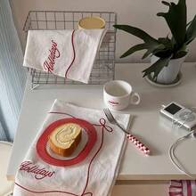 1/2/4pcs White Embroidered Bow Holiday Decorative Soft Classic Placemats & Napkins, Suitable For Wedding, Valentine's Day And Home Decor - Multicolor - View 7