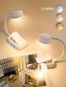 4pcs 4-LED Black/White Clip-On Book Light, Eye-Care Reading Lamp, 3 Color Temperatures, Dimmable, Mini Portable Clip-On Reading Light (Battery Not Included) - Multi-color - View 2